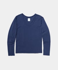 10/5UP Organic Cotton Super Fine Jersey with Spandex U neck Long Sleeve Tee smokeblue