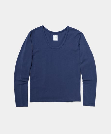 10/5UP Organic Cotton Super Fine Jersey with Spandex U neck Long Sleeve Tee smokeblue
