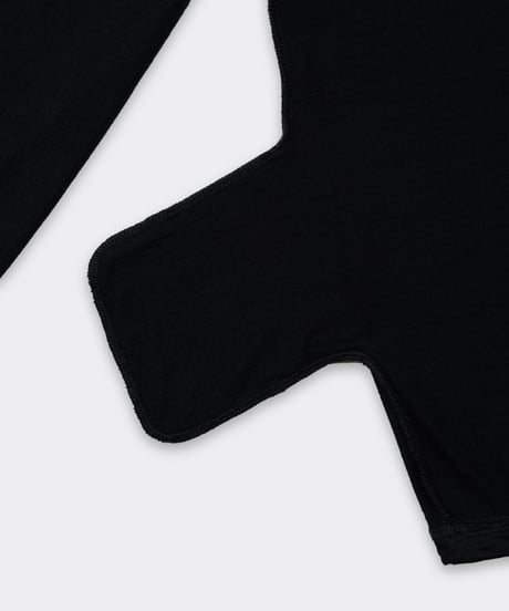 Super 120's Hard Twist TOP Wool Jersey / V Neck Long Sleeve Tee Black