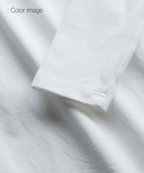 Organic Cotton Super FineJersey with Spandex U neck Long Sleeve Tee　White