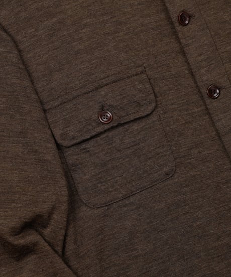 1027 Super 120's TOP Wool Jersey / Flap Shirt Brown