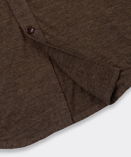 1027 Super 120's TOP Wool Jersey / Flap Shirt Brown