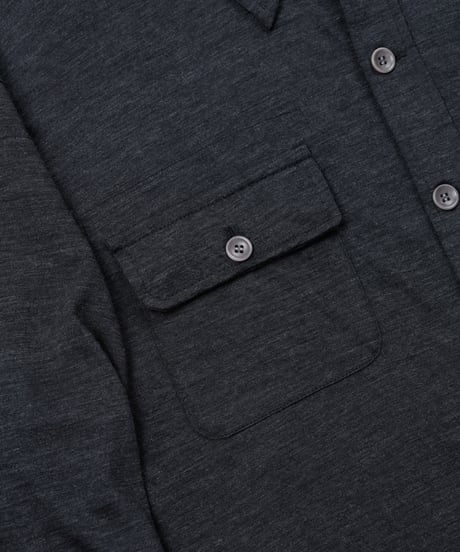 1027 Super 120's TOP Wool Jersey / Flap Shirt Charcoal