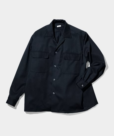 Dhal / 2/72 Wool Gaba Open Collar Shirt BLACK