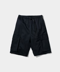 Dhal / 2/72 Wool Gaba Cargo Easy Shorts  BLACK