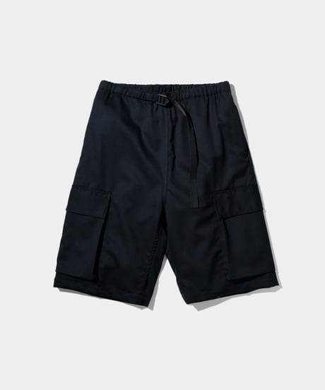 Dhal / 2/72 Wool Gaba Cargo Easy Shorts  BLACK
