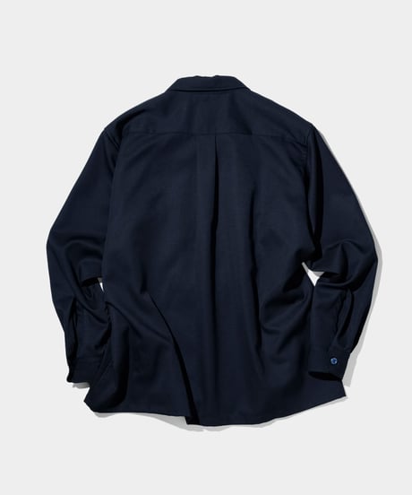 Dhal / 2/72 Wool Gaba Open Collar Shirt NAVY