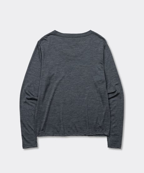 Super 120's Hard Twist TOP Wool Jersey / Loose Neck Long Sleeve Tee Charcoal