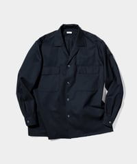 Dhal / 2/72 Wool Gaba Open Collar Shirt BLACK