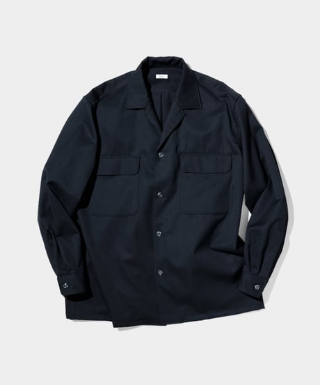 Dhal / 2/72 Wool Gaba Open Collar Shirt BLACK