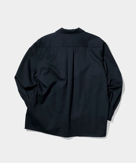 Dhal / 2/72 Wool Gaba Open Collar Shirt BLACK