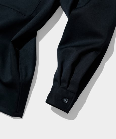 Dhal / 2/72 Wool Gaba Open Collar Shirt BLACK