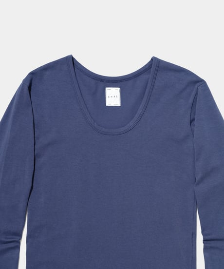 10/5UP Organic Cotton Super Fine Jersey with Spandex U neck Long Sleeve Tee smokeblue