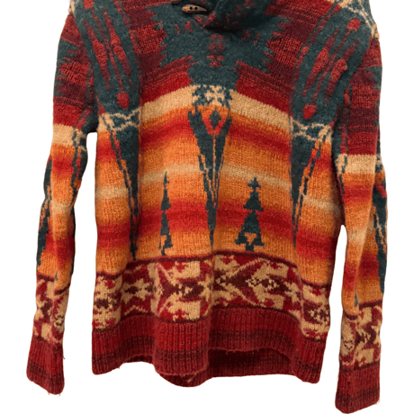USED POLO COUNTRY SHAWL COLLAR SWEATER　”FIREBALL" HANDKNIT