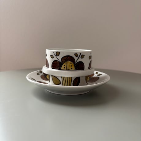 1969年 ARABIA Finland Goran Back Hand Paint cup&saucer❶