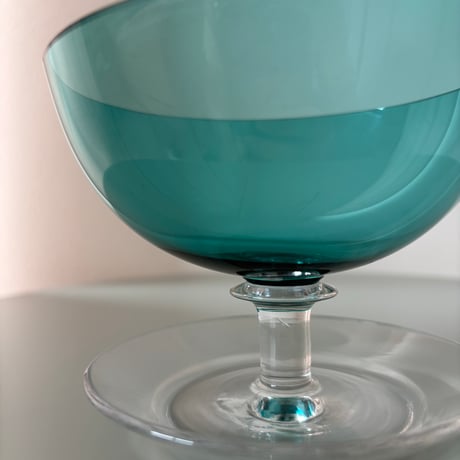 1952-1968 Saara Hopea Nuutajarvi Finland Ice cream glass bowl 1344 Blue