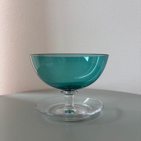 1952-1968 Saara Hopea Nuutajarvi Finland Ice cream glass bowl 1344 Blue