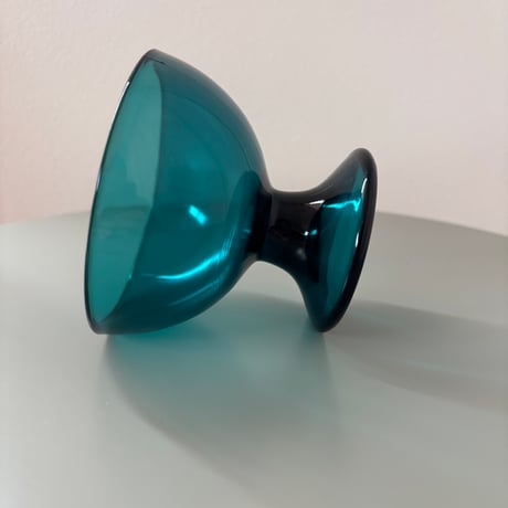 1956 Saara Hopea Nuutajarvi Finland Ice cream glass bowl 5379 Blue❶