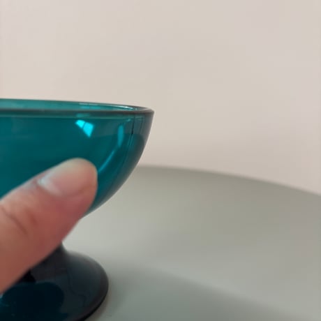 1956 Saara Hopea Nuutajarvi Finland Ice cream glass bowl 5379 Blue❶