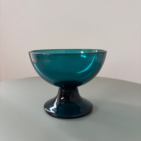 1956 Saara Hopea Nuutajarvi Finland Ice cream glass bowl 5379 Blue❷