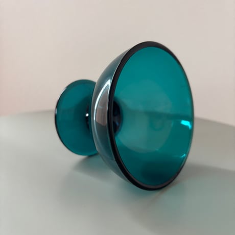 1956 Saara Hopea Nuutajarvi Finland Ice cream glass bowl 5379 Blue❶