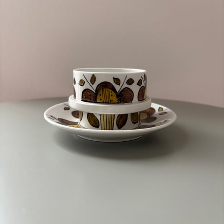 1969年 ARABIA Finland Goran Back Hand Paint cup&saucer❷