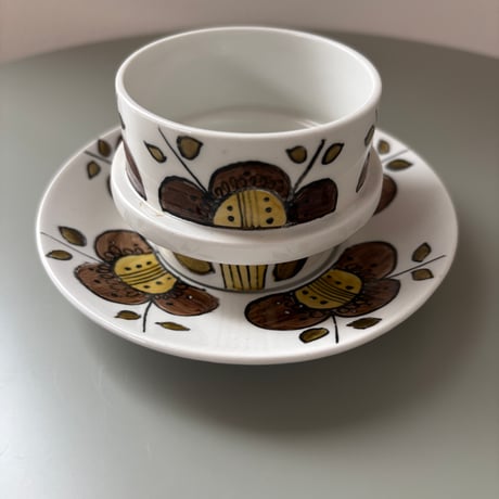1969年 ARABIA Finland Goran Back Hand Paint cup&saucer❶