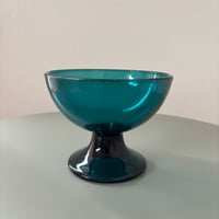 1956 Saara Hopea Nuutajarvi Finland Ice cream glass bowl 5379 Blue❶