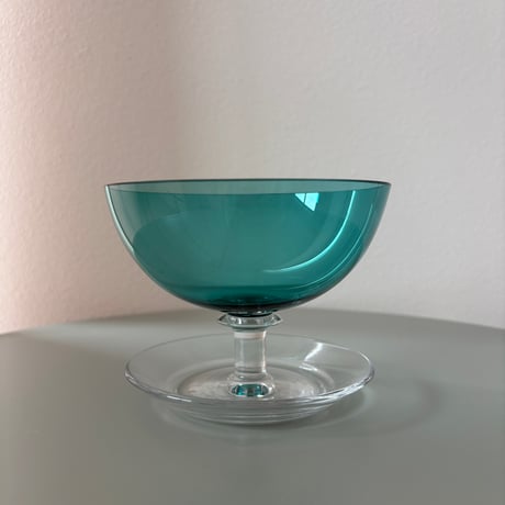 1952-1968 Saara Hopea Nuutajarvi Finland Ice cream glass bowl 1344 Blue