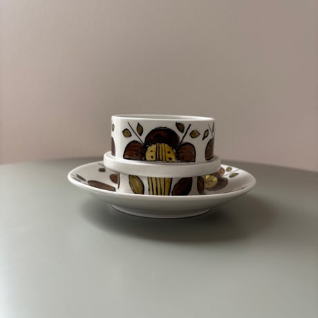 1969年 ARABIA Finland Goran Back Hand Paint cup&saucer❶