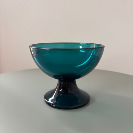 1956 Saara Hopea Nuutajarvi Finland Ice cream glass bowl 5379 Blue❷