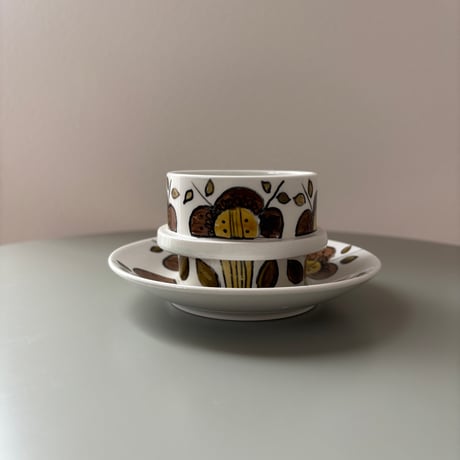 1969年 ARABIA Finland Goran Back Hand Paint cup&saucer❶