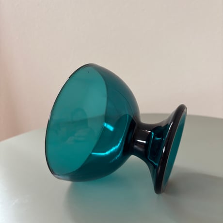 1956 Saara Hopea Nuutajarvi Finland Ice cream glass bowl 5379 Blue❷