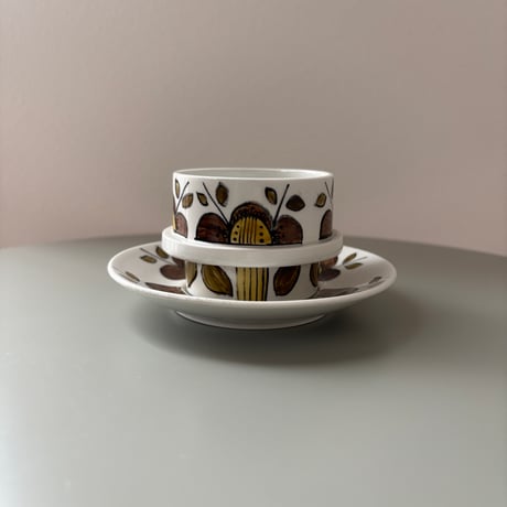 1969年 ARABIA Finland Goran Back Hand Paint cup&saucer❷
