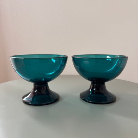 1956 Saara Hopea Nuutajarvi Finland Ice cream glass bowl 5379 Blue❶