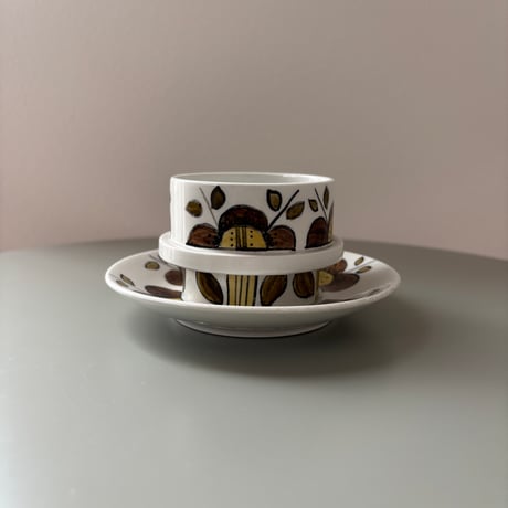 1969年 ARABIA Finland Goran Back Hand Paint cup&saucer❷