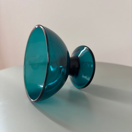1956 Saara Hopea Nuutajarvi Finland Ice cream glass bowl 5379 Blue❷