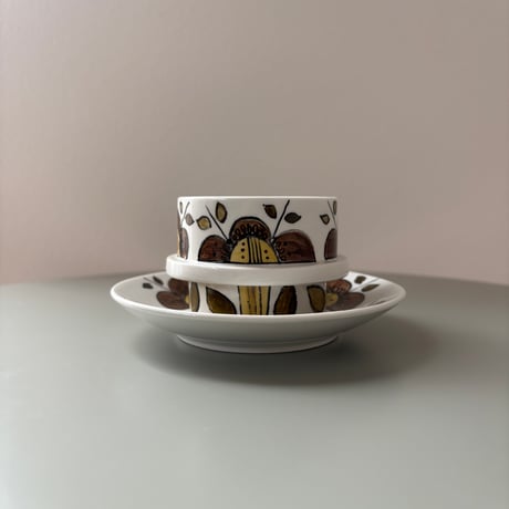 1969年 ARABIA Finland Goran Back Hand Paint cup&saucer❶