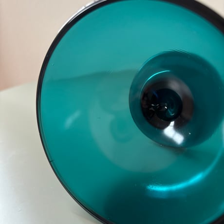 1956 Saara Hopea Nuutajarvi Finland Ice cream glass bowl 5379 Blue❶
