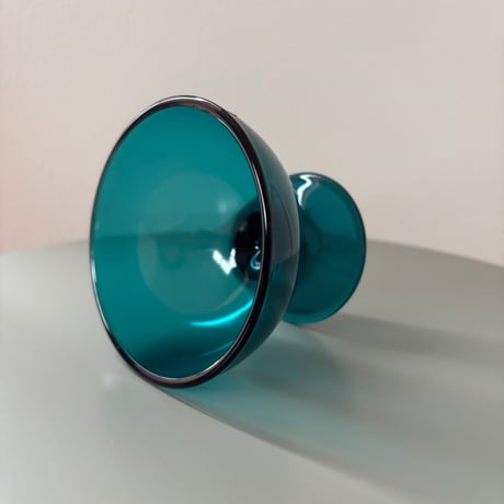 1956 Saara Hopea Nuutajarvi Finland Ice cream glass bowl 5379 Blue❶