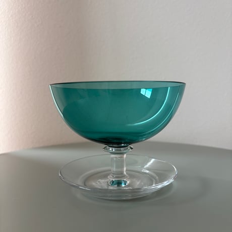 1952-1968 Saara Hopea Nuutajarvi Finland Ice cream glass bowl 1344 Blue
