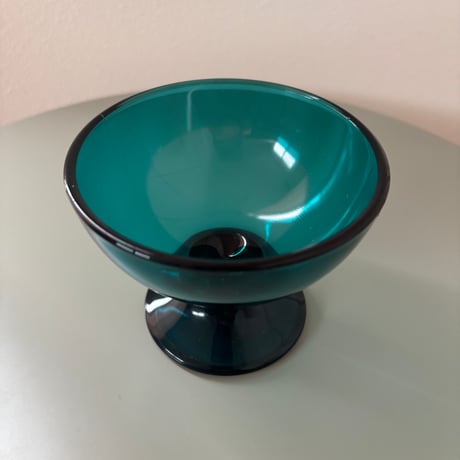 1956 Saara Hopea Nuutajarvi Finland Ice cream glass bowl 5379 Blue❶