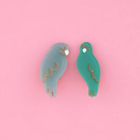 【Coucousuzette】【ククシュゼット】Blue and Green Love birds set 鳥 hair clip set(2本セット)
