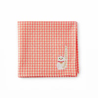 【オンライン限定カラー】オレンジギンガムチェック/ハルトケ手長猫刺繍ハンカチ