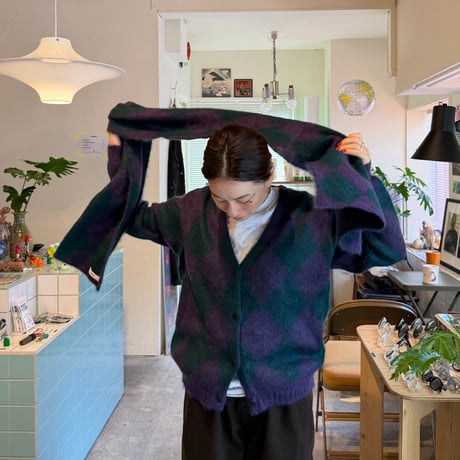 PHEENY / Kid Mohair Diamond Check Muffler