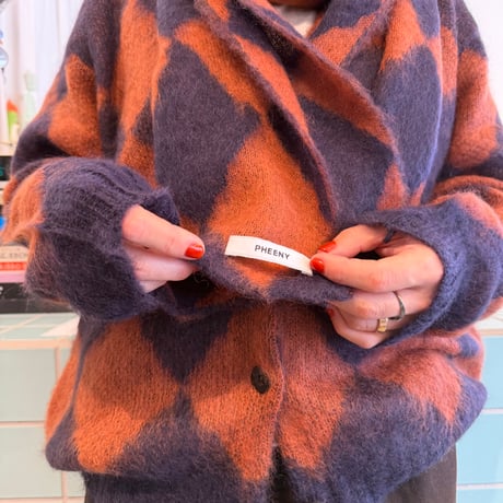 PHEENY / Kid Mohair Diamond Check Muffler
