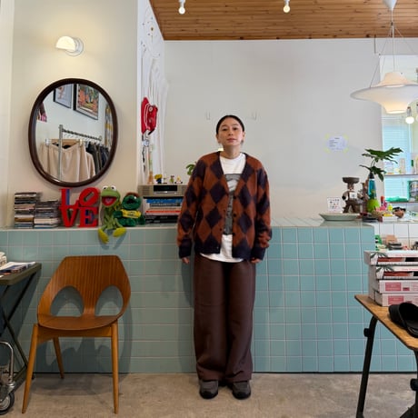 PHEENY / Kid Mohair Diamond Check Cardigan