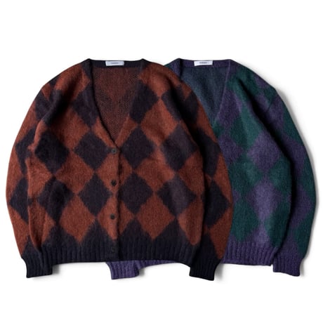 PHEENY / Kid Mohair Diamond Check Cardigan