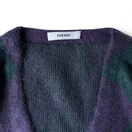 PHEENY / Kid Mohair Diamond Check Cardigan