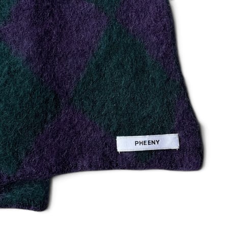 PHEENY / Kid Mohair Diamond Check Muffler